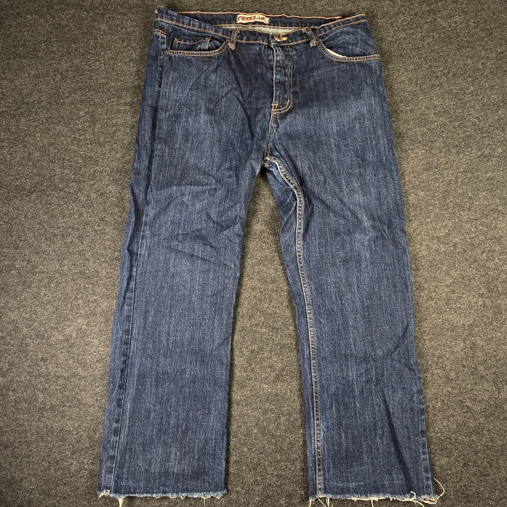 Y2K Neoblue Mens Blue Dark Wash Jeans Straight Leg Denim Made in USA Size 38x27